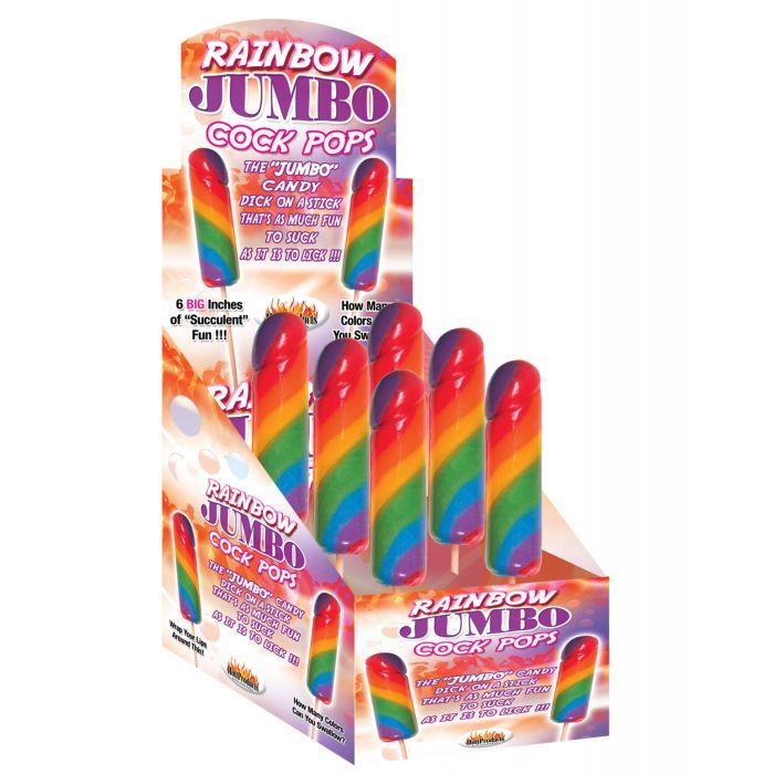 Jumbo Rainbow Cock Pops - Display of 6